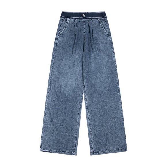 Alo Yoga Tencel Denim Wide Leg Pants Washed Blue